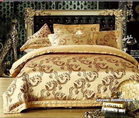 luxury jacquard comforter bedding sets pcs gold duvet