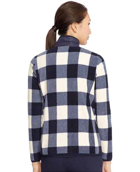 Lauren By Ralph Lauren Quilted Front Plaid Jacket In Blue Beacon Navy