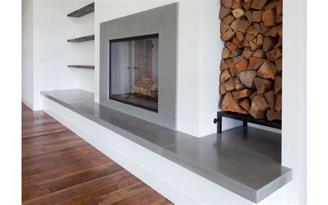 Concrete hearth top fireplace | Fireplace seating, Modern fireplace, Slate fireplace