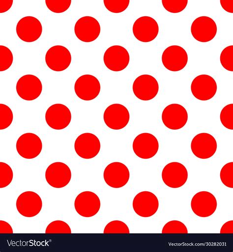 Tile Pattern With Big Red Polka Dots On White Vector Image