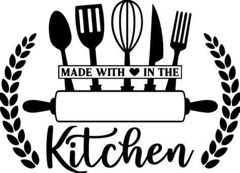 Made With Love In The Kitchen Split Text Frame Free Svg File For