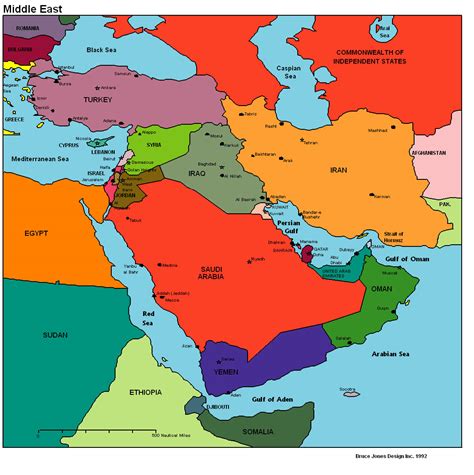 Political Map Of The Middle East With Capitals