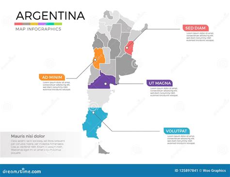 Argentina Map Infographics Vector Template With Regions And Pointer