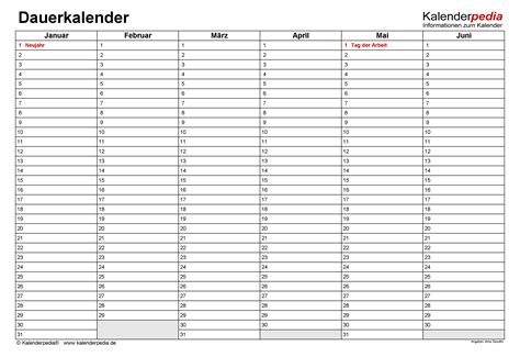 Blanko tabellen zum ausdruckenm / medikamentenplan pdf vorlage zum ausdrucken : Dauerkalender / immerwährender Kalender für PDF zum Ausdrucken
