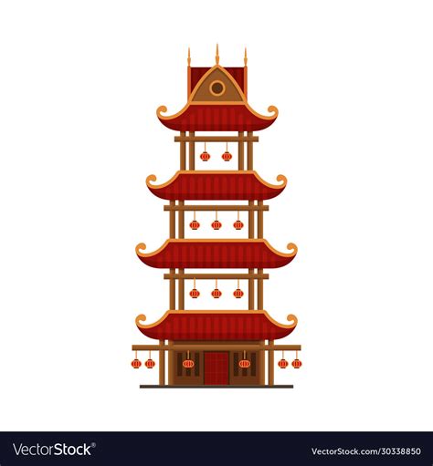 Traditional Chinese Building Pagoda Ancient Vector Image