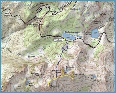 Mt Rainier Hiking Trails Map Travelsfinderscom