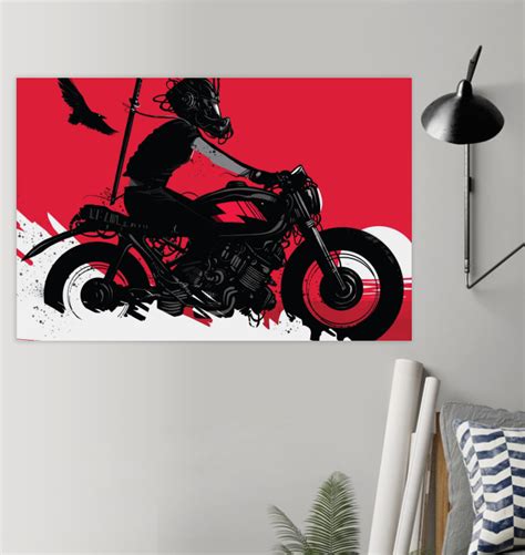 Retro Rider Framed Print Throw Pillows Canvas Print Poster