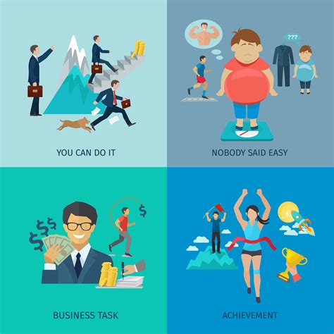 Motivation Flat Set 458788 Vector Art At Vecteezy