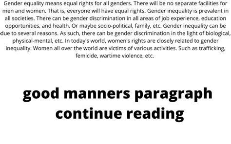 Gender Equality Paragraph For Hsc Ssc 9 10 Class 8 All