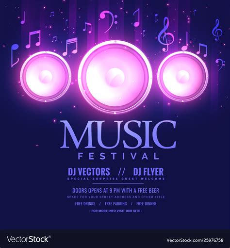 Music Festival Flyer Template With Speaker Vector Image