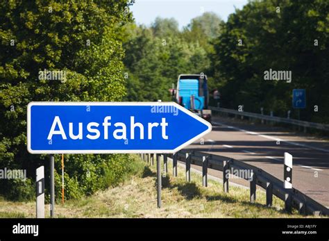 German Autobahn Exit Sign Ausfahrt Germany Europe Stock Photo