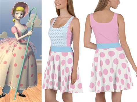 Bo Peep Skater Dress Women Costume Halloween Cosplay Pink Etsy In
