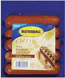 Season with salt and pepper; Butterball Turkey Smoked Sausage Everyday Naturally Hardwood Smoked 5 Ct 14.0 Oz Nutrition ...