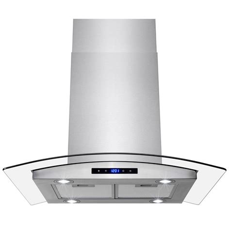 Downdraft hoods, typically used in kitchen islands, are hidden and pop up when the cooktop is in use to pull steam across the range horizontally. AKDY 30 in. Convertible Kitchen Island Mount Range Hood in ...