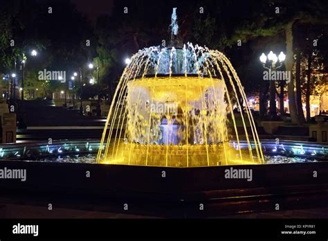 Sabir Square Fountain Baku Azerbaijan At Night Stock Photo Alamy
