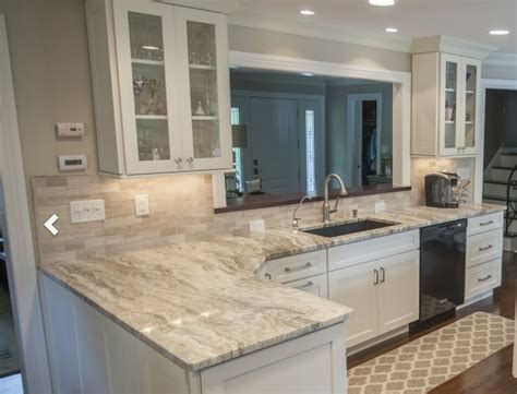 Brown Galaxy Granite With White Cabinets And Wood Floor I Like It