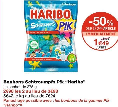 Promo Haribo Bonbons Schtroumpfs P K Chez Monoprix