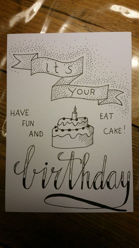 Happy Birthdayhandletteren Happy Birthday Drawings Birthday Card