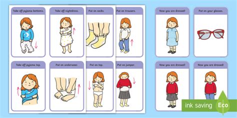 Getting Dressed Routine Cards Girls Daily Routine Education Home