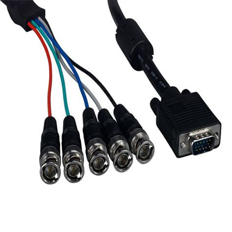 Cable Vga Male To 5 Bnc Male Double Shielded With Ferrite Black 10