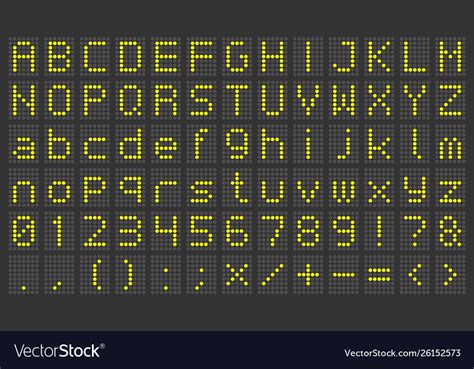 Led Display Font Digital Scoreboard Alphabet Vector Image