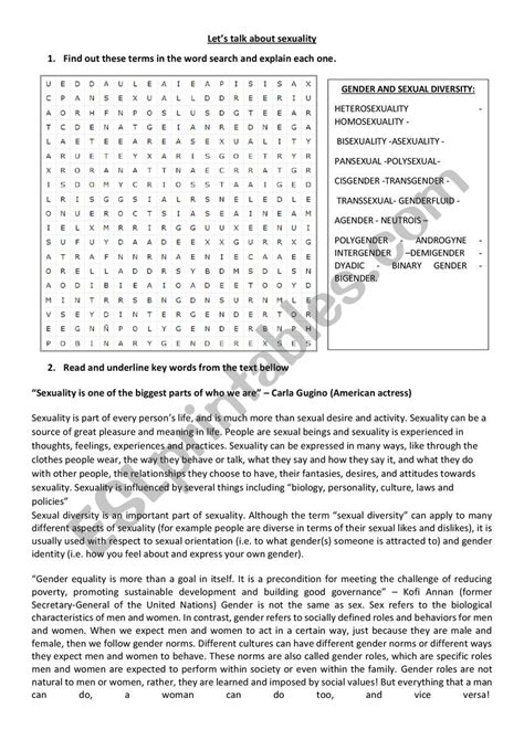 Let`s Talk About Sexuality Esl Worksheet By Marisasis
