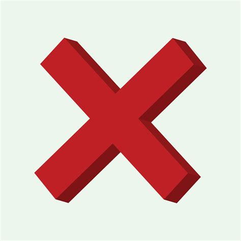Cross X Sign 3d Wrong Sign Vector Illustration Delete Stop Danger