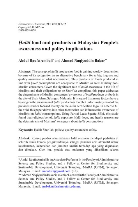 The ministry of health governs policies and standards. (PDF) Halāl food and products in Malaysia: People's ...