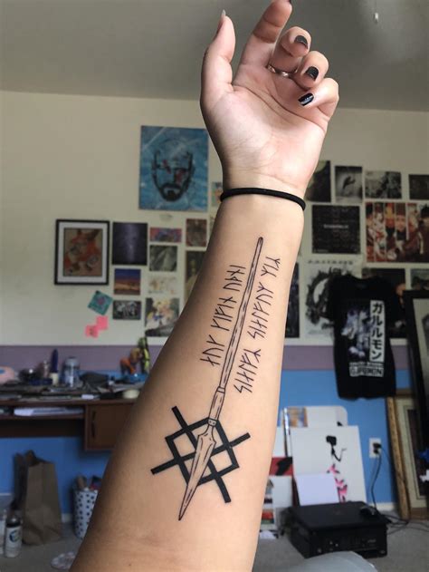 The Spear Of Odin Gungnir My First Tattoo Done By Jett SouthSide Tattoos In Austin Tx R