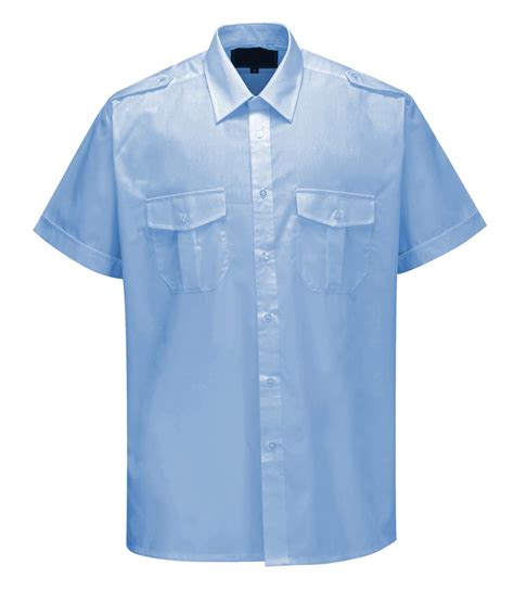 Rochelle Pilot Shirt Short Sleeve Polycotton Blue