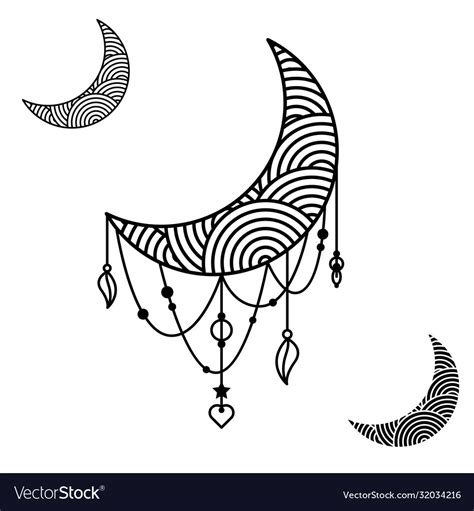 Moon Crescent Decorative Silhouette Design Vector Image