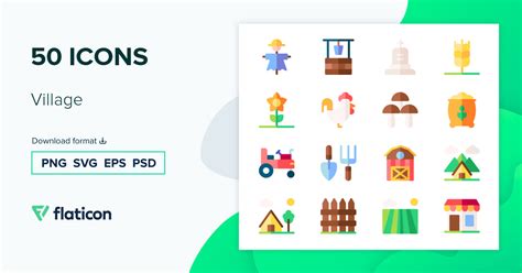 Village Icon Pack Flat 50 Svg Icons