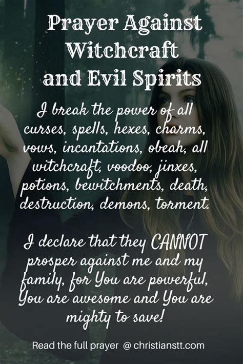 Prayer Against Witchcraft And Evil Spirits Prayer Scriptures Faith