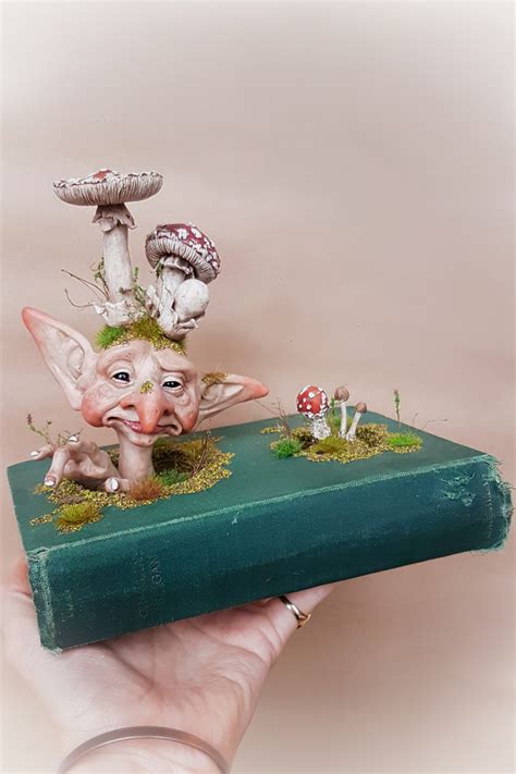 Sold Cosclay Sculpted Mushroom Fae Book 2 Ooak Book Sculpture
