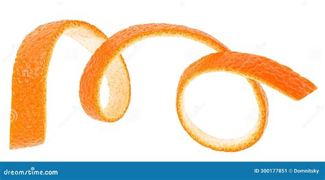 Orange Fruit Skin Stripe In Spiral Form Isolated On White Background