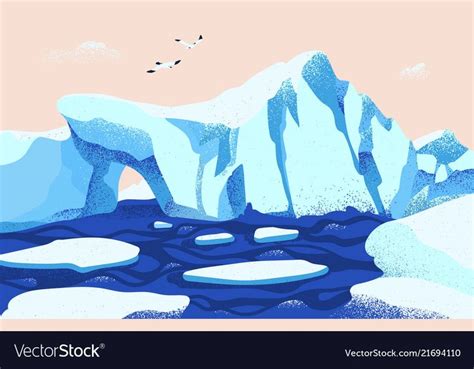 Spectacular Arctic Or Antarctic Scenery Beautiful Vector Image On