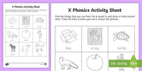 X Phonics Worksheet Resource For First And Second Class