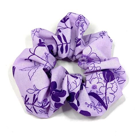 Flower Scrunchie Purple Garden Hair Ties Hair Scrunchies Etsy