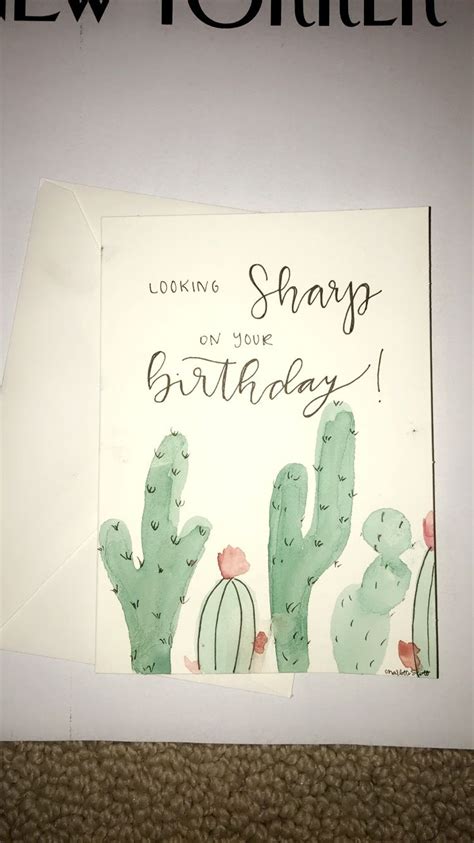 I smell old people card printed in teal and black. A cute cactus, pun happy birthday card | Happy birthday ...