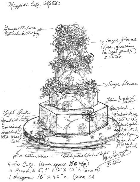 Custom Wedding Cake Sketch By Ana Parzych Cakes