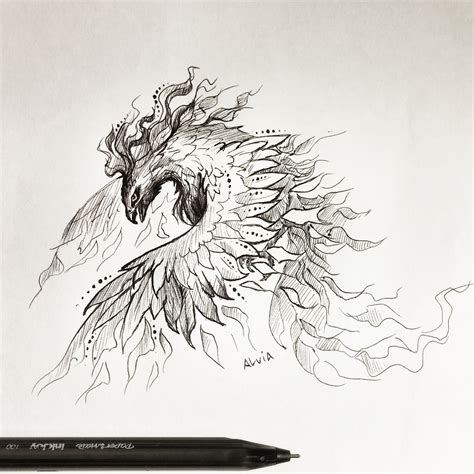 Phoenix Pencil Drawing At Explore Collection Of