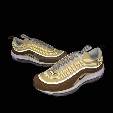 Nike Air Max 97 Barcode Unboxed Brown Gold Men Running Shoes Sneakers