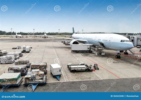 Aircraft Ground Handling At The Airport Terminal Stock Photo Image Of