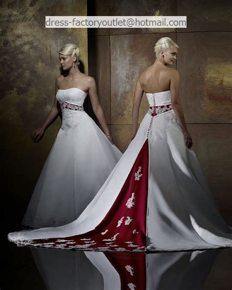Aline White Red Wedding Dress Strapless Lace Bridal Dress Sz 4 6 8 10 12 14 16 Custom