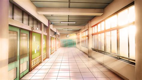 Artstation Anime Style School Corridor Concept