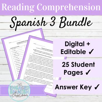 Editable Spanish 3 Reading Comprehension BUNDLE For Distance Learning