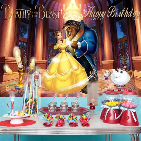 Buy Beauty And The Beast Backdrop For Birthday Partyphotography