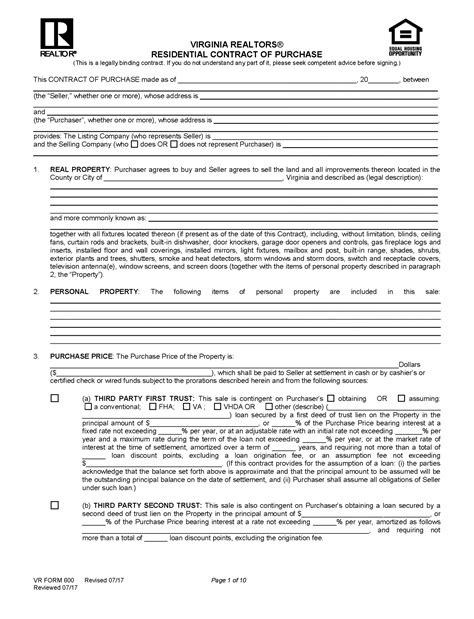 Free Virginia Land Contract Template Pdf Word Eforms
