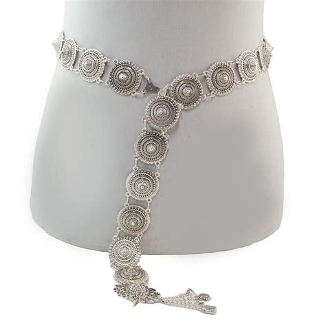Vintage Silver Waist Chain Bells Metal Tassel Belly Chain Charm Belt