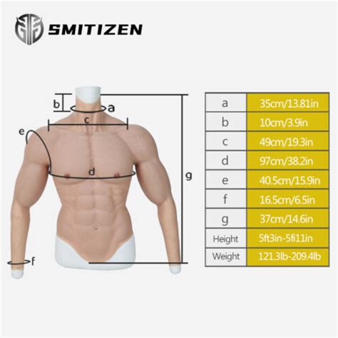 Smitizen Fake Muscle Suit Upper Body Suit With Arms Realistic Chest